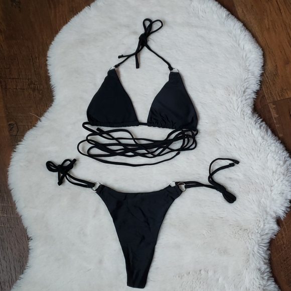 Wrap Around Strappy Cheeky Bikini Set Swimsuit - Picture 6 of 7